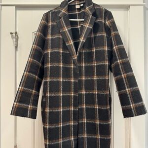 Melrose and Market Black Plaid Trench Coat